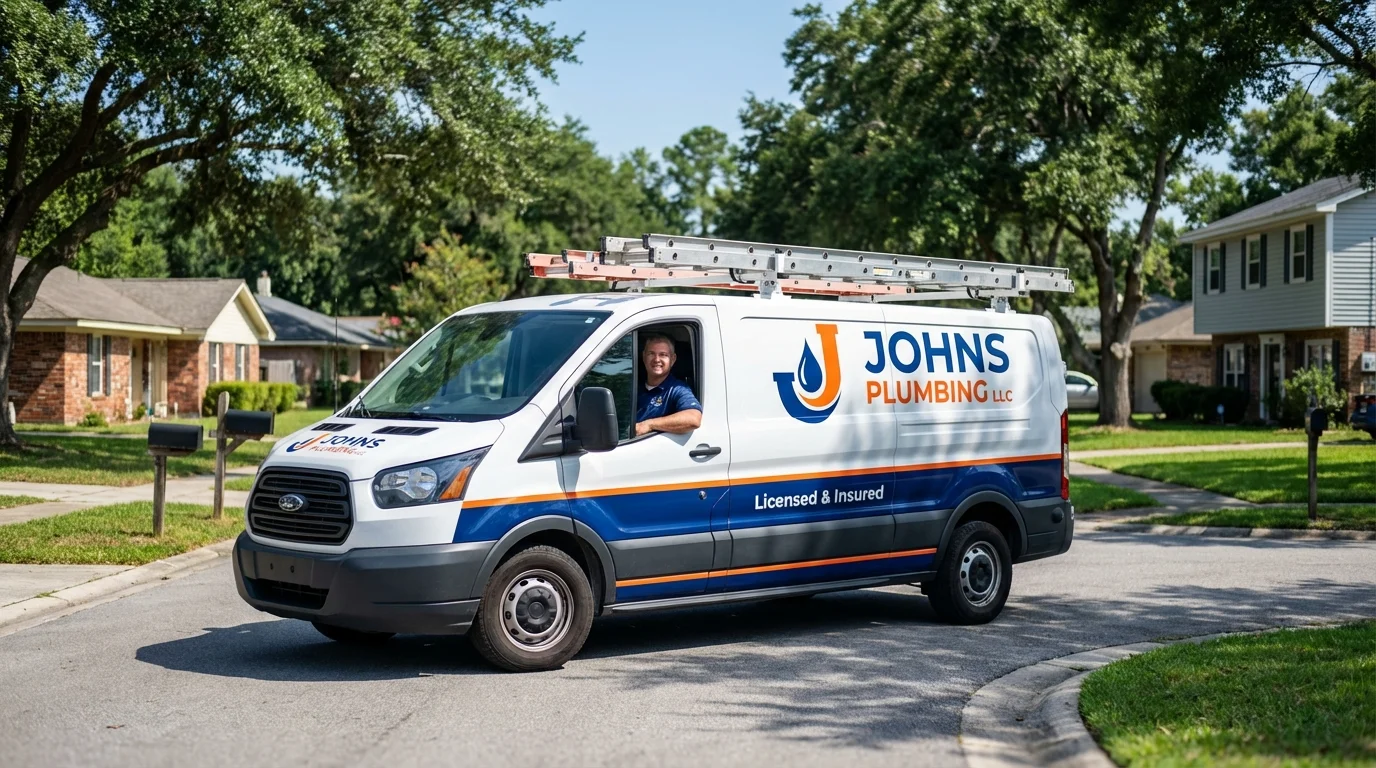 Johns Plumbing LLC service van in Penobscot, ME