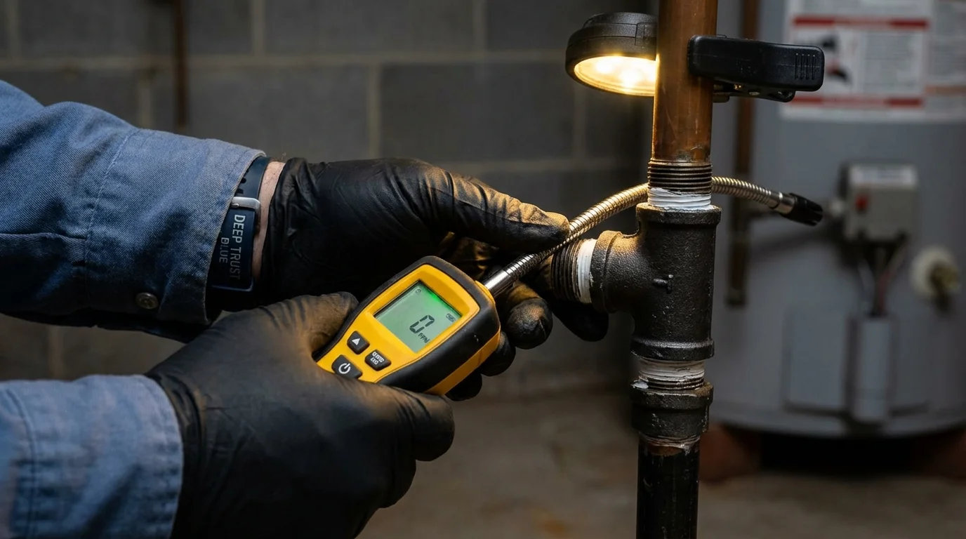 Gas leak detection with electronic sniffer by Johns Plumbing LLC in Penobscot