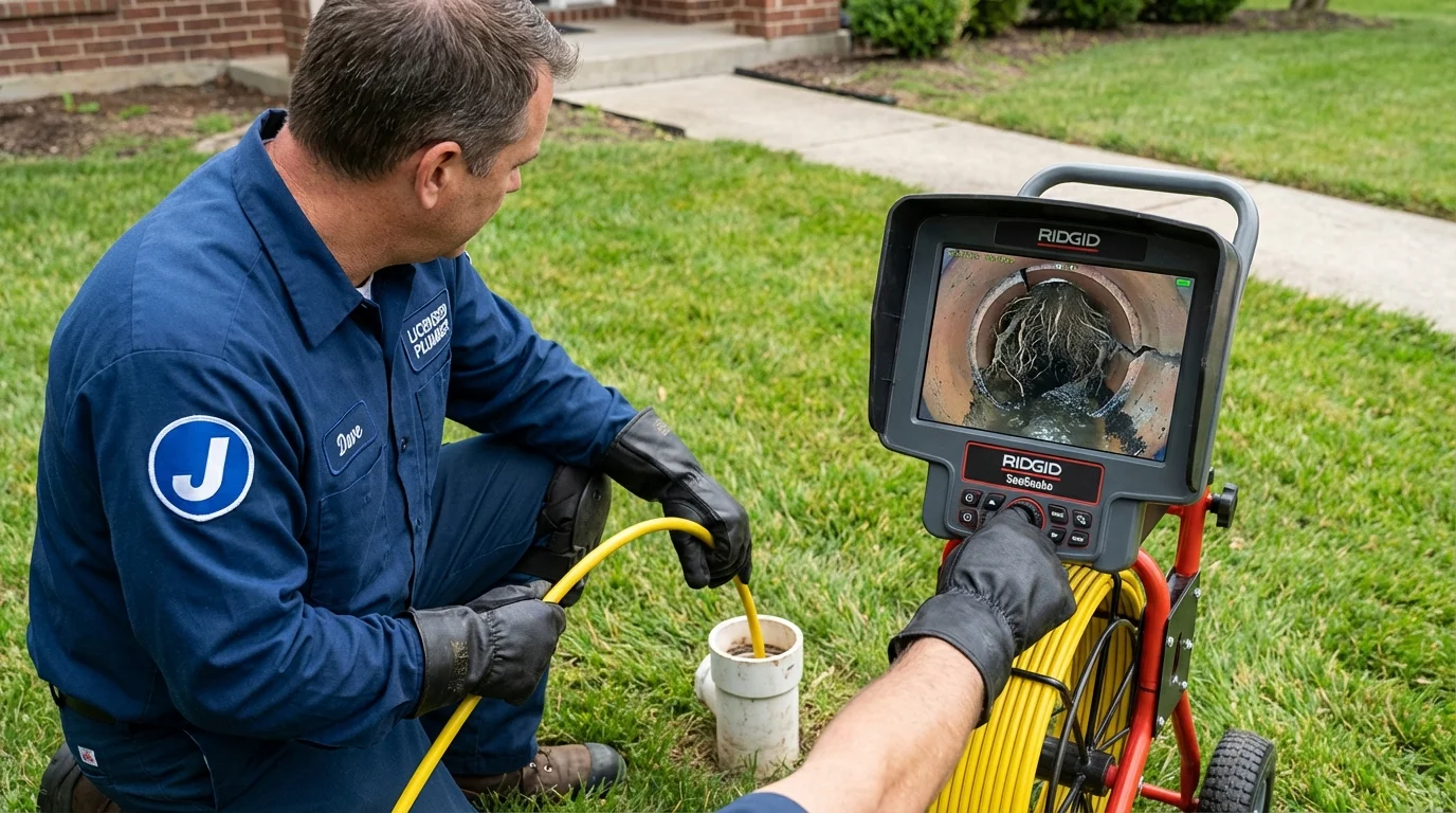 Sewer camera inspection being performed by Johns Plumbing LLC in Penobscot